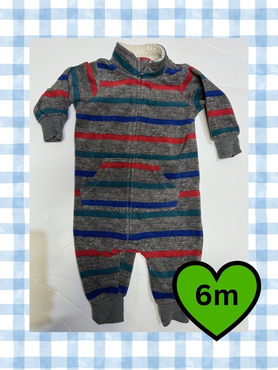George Other - 3 for $15 / Gray Footed One-Piece with Red, Blue, and Teal Stripes